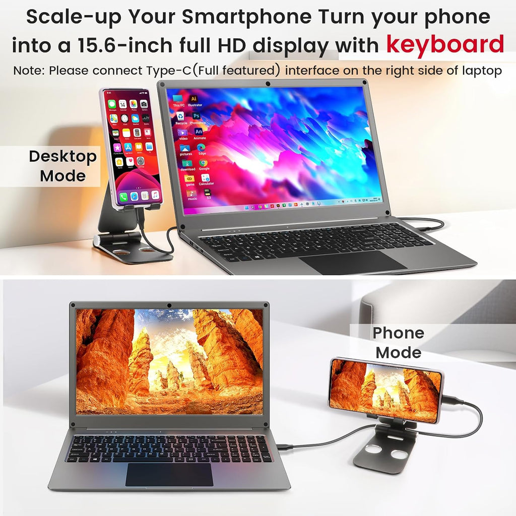 Portable Monitor with Keyboard, 15.6 Inch Lapdock Display with 6000mah Built-in Battery,CrowView Note 1080P FHD USB C Monitors Compatible with RPi5, PC, Phone, Mac, Game Console