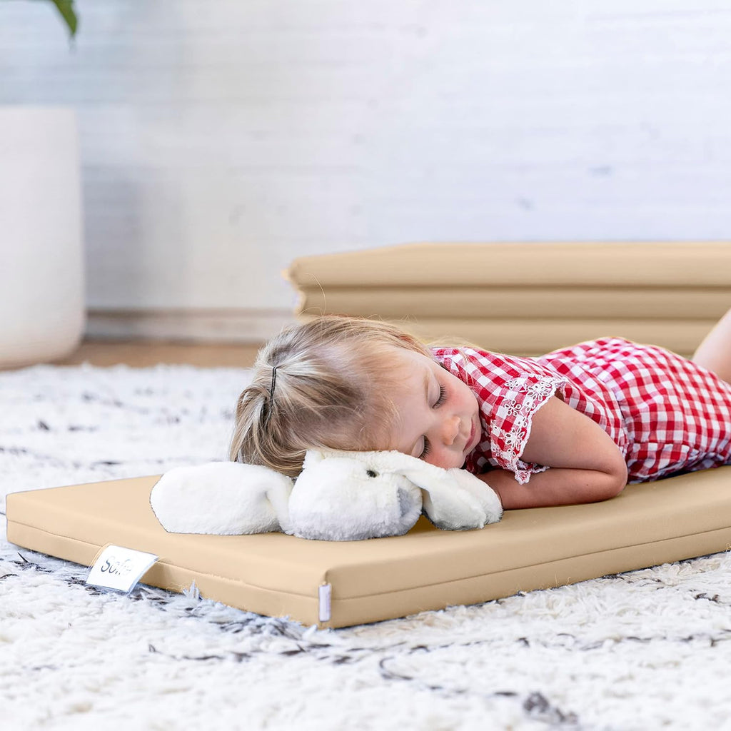ECR4Kids SoftZone Rainbow Rest Mat, 2in, Sleeping Pad, Sand, 5-Piece