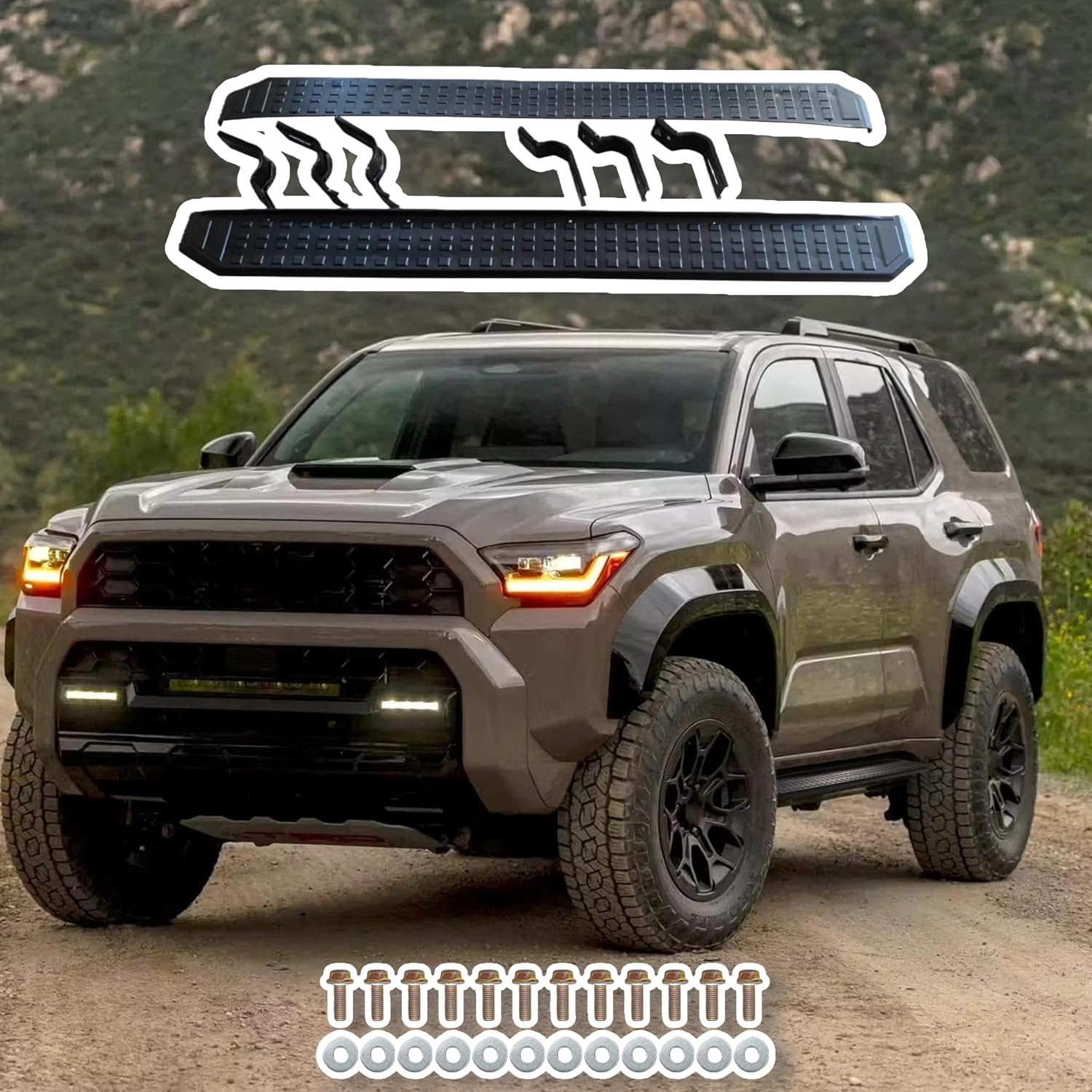 CHIESMA 4Runner Side Steps Running Boards Fit for Toyota 4Runner N500 Limited/Platinum/SR5/TRD/Trailhunter 2025 2026, Black Nerf Bars 2PC Body Kit Automotive Exterior Accessories