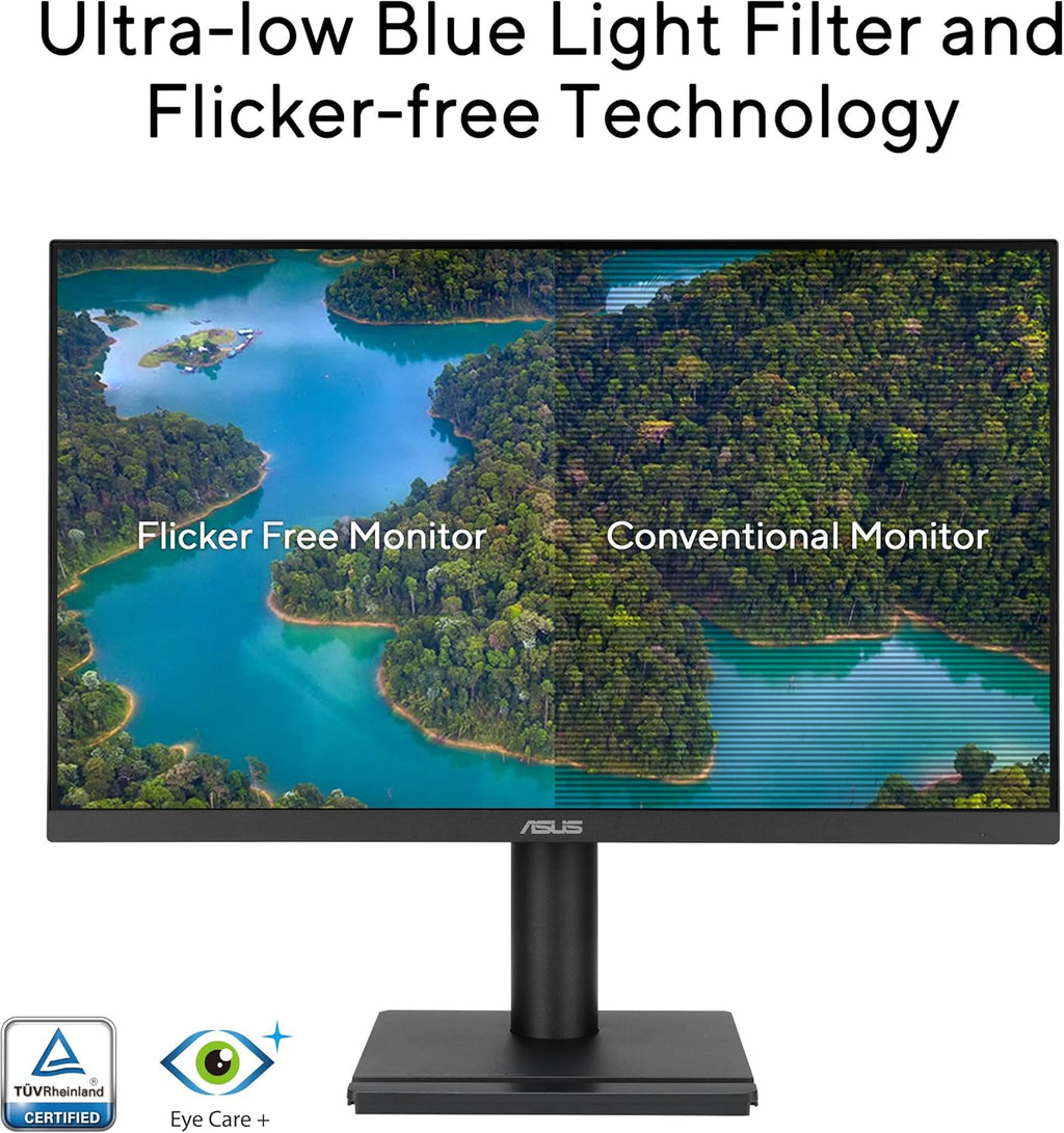 ASUS 24' 1080P Business Monitor (VA249QGS) - IPS, Full HD, Frameless, 120Hz, Adaptive-Sync, 1ms, HDMI, DisplayPort, VGA, Eye Care, Low Blue Light, Ergonomic, VESA Wall Mountable, 3 yr Warranty