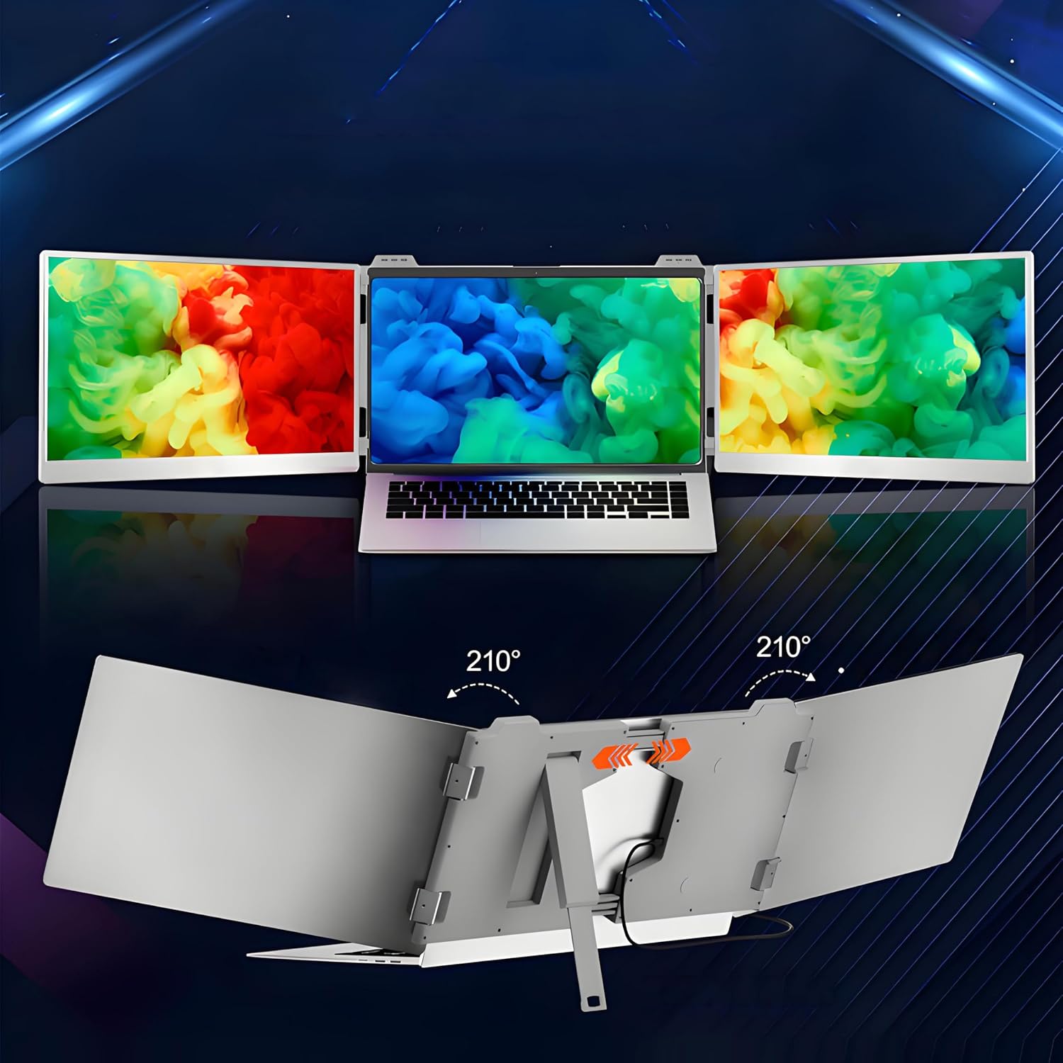 Laptop Screen Extender Portable, 14 Inch Laptop Screen Extender, Triple IPS FHD 1080P, Plug n Play, HDMI Extended Monitor for Laptops (Maximum Length: 15.74') Compatible, for ravel Gaming Work
