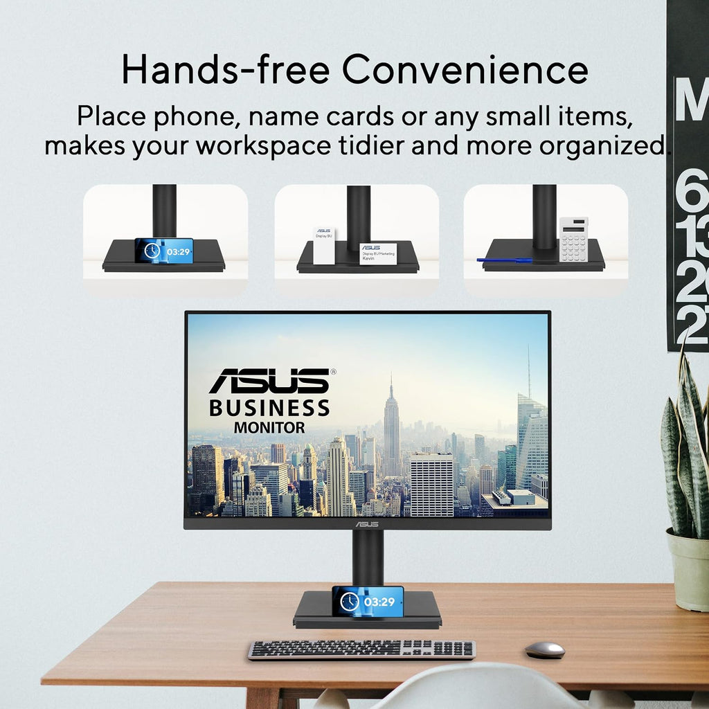 ASUS 24' 1080P Business Monitor (VA249QGS) - IPS, Full HD, Frameless, 120Hz, Adaptive-Sync, 1ms, HDMI, DisplayPort, VGA, Eye Care, Low Blue Light, Ergonomic, VESA Wall Mountable, 3 yr Warranty