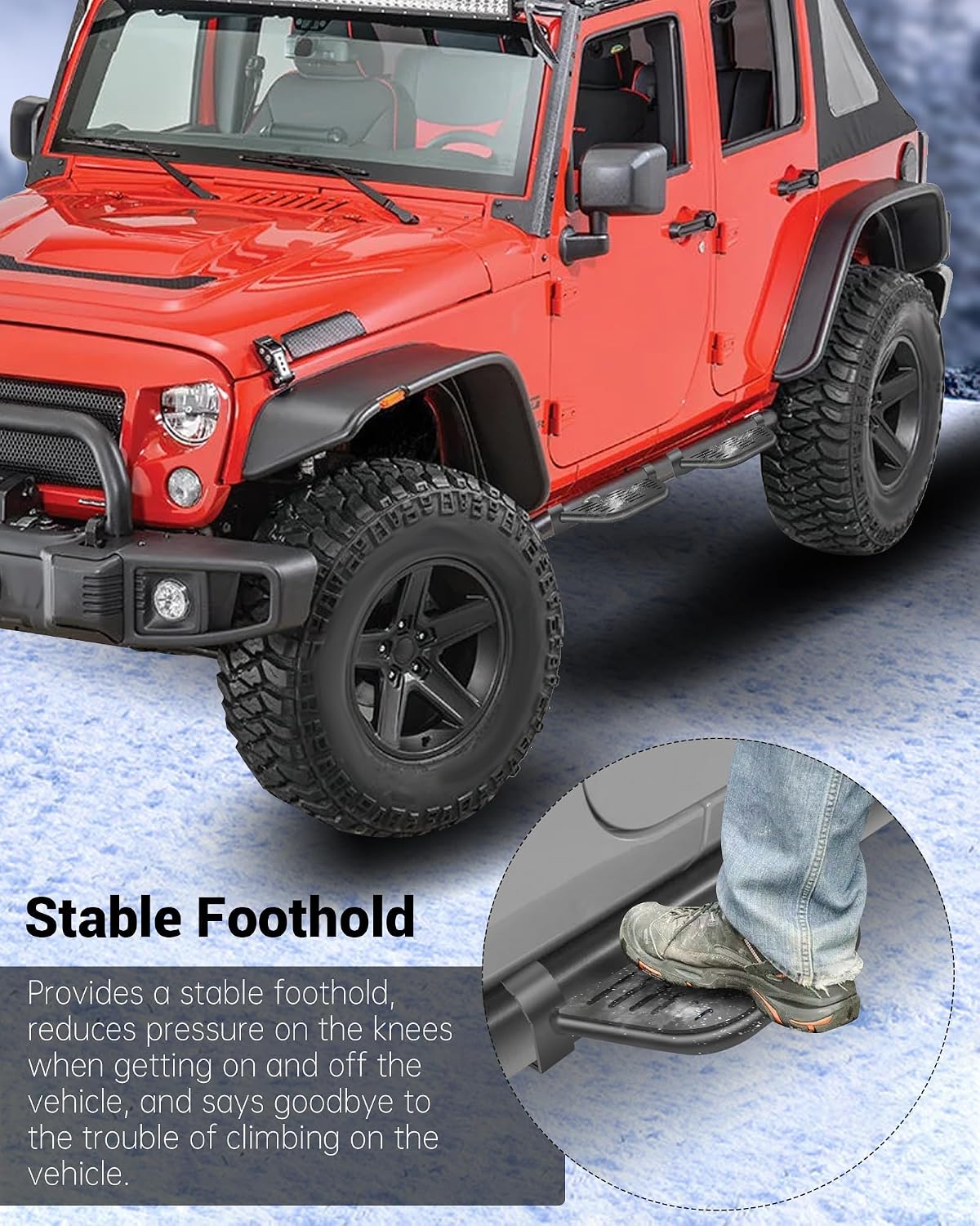 4 Pcs Rock Rails Side Steps Running Boards Fit for 2018-2026 Jeep Wrangler 4 Door & 2020-2026 Gladiator 4 Door with OEM Rock Rails