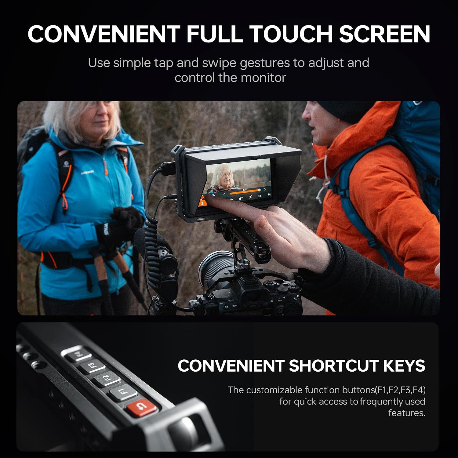 VILTROX DC-X3 2000Nits Camera Field Monitor Touchscreen with 6 Inch Full HD1920x1080 IPS 4K HDMI/3G-SDI Loop in/Out,3D LUTs Peaking Focus Assist, 160° Super Wide View Angle, Sunshade Hood, Battery