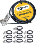 StarTech.com 10-Pack Dual-Access Laptop Lock, 6.6ft (2m) Keyed Alike and Combination Security Cable Lock for K-Slot Devices, TAA