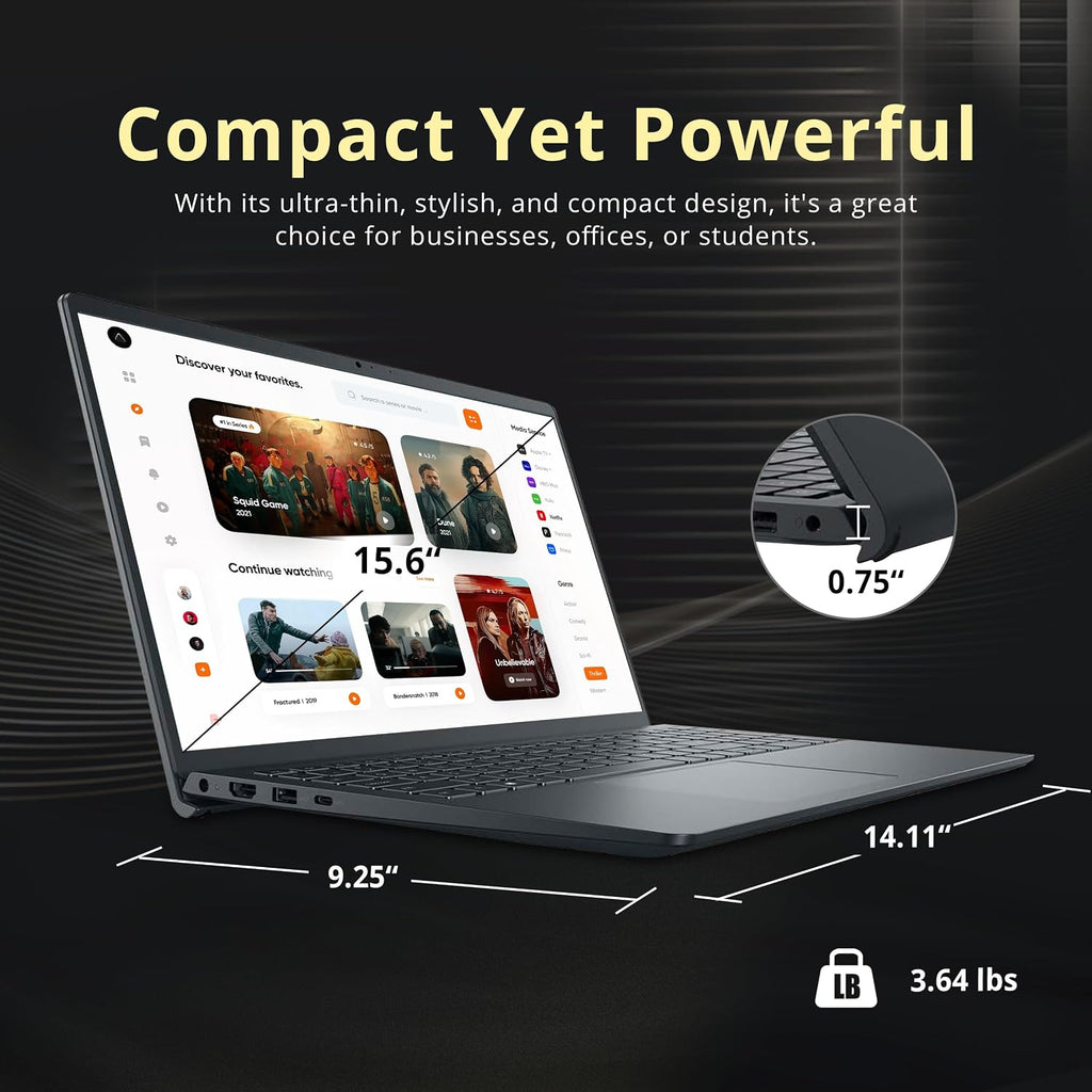 Dell Inspiron 15.6' FHD Touchscreen Laptop, Intel i7-1355U, 64GB RAM, 3TB Storage (2TB SSD+1TB Docking Station Set), Intel UHD Graphics, Numeric Keypad, Wi-Fi 6, 720p Webcam, Windows 11, Black