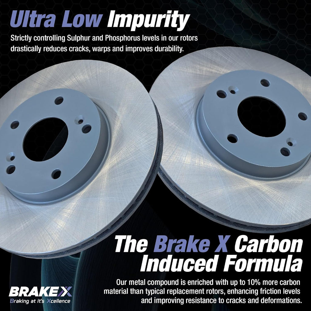 Brake X Front and Rear Brake Pads and Rotors Kit with brake caliper compression tool replacement for 2009 HYUNDAI SONATA | ARES Semi Coated Rotors and Alpha Ceramic Brake Pads