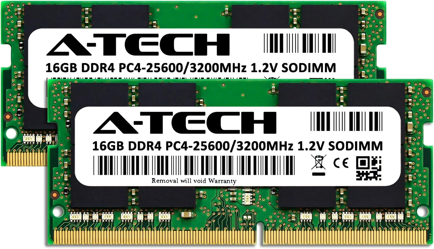 A-Tech 32GB (2x16GB) DDR4 3200 MHz SODIMM PC4-25600 (PC4-3200AA) CL22 Non-ECC Laptop RAM Memory Modules