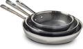 T-fal HybridMesh Tri-Ply Stainless Steel 3 Piece Frypan Cookware Set, 8, 10.25, 12 Inch, Induction Oven Safe 500F, Metal Utensil Safe, Pots and Pans, Dishwasher Safe, Needs Pre-Heating, Silver/Black