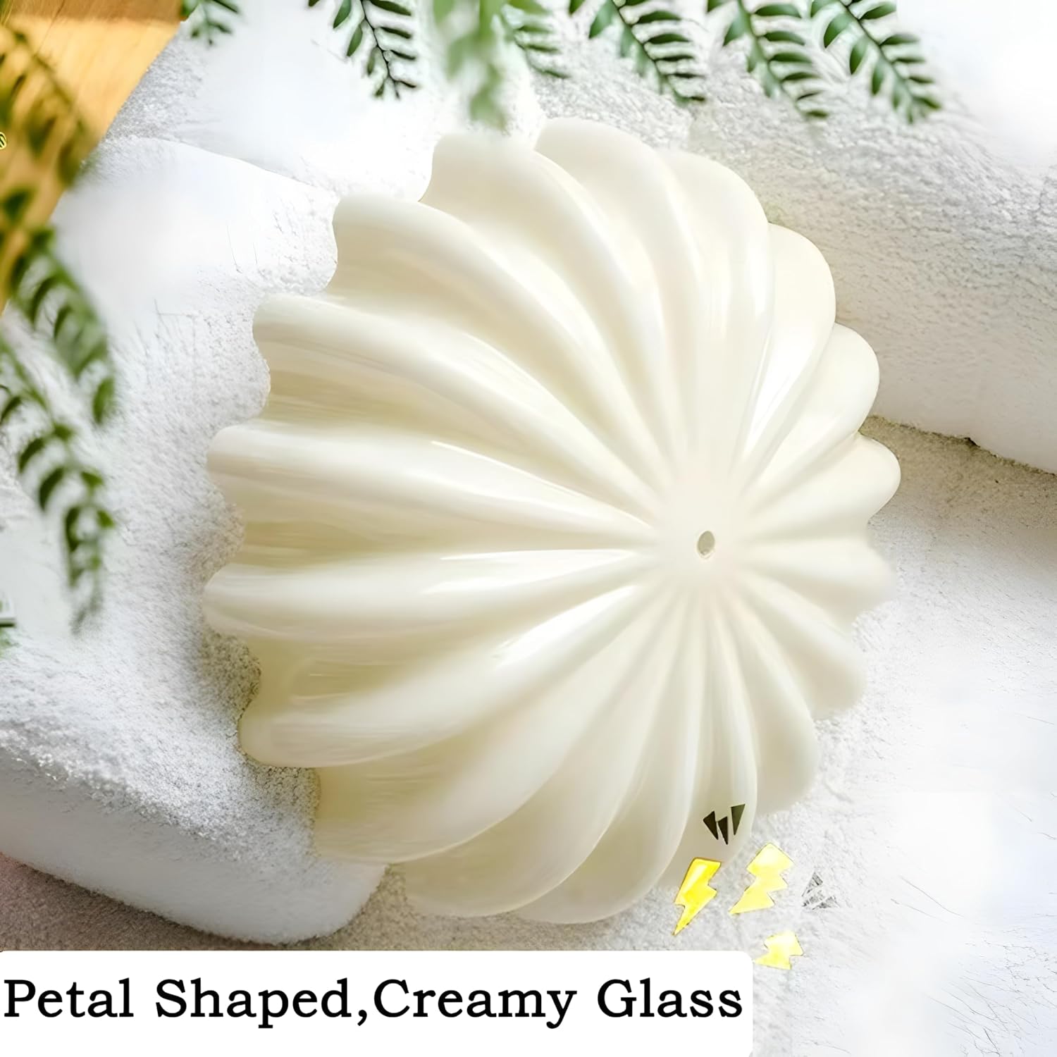 LED Flush Mount Vintage Yellow Glass Hallway Ceiling Lamp - Mid Century Overhead Light with Ribbed Glass Shade - Farmhouse Ceiling Light for Nursery, Kids Room, Bedroom, Bathroom