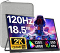 VisionOwl Portable Monitor 18.5 Inch 2K QHD 120Hz Second Screen, USB-C HDMI HDR Travel Monitor for Laptop PC MacBook PS5 Xbox, VESA Mountable, with Speakers, Built-in Kickstand