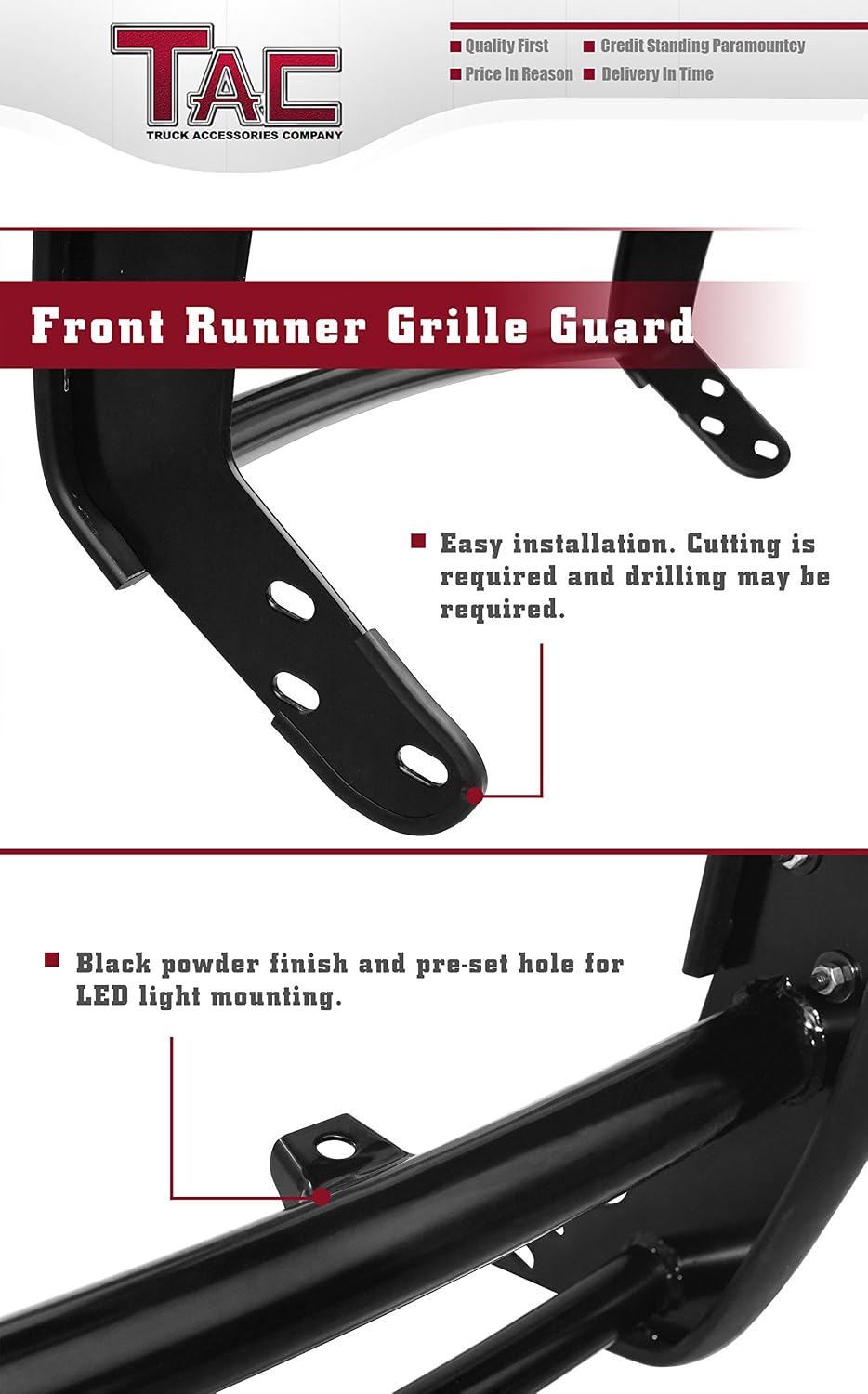 TAC Grille Guard Compatible with 2015-2019 Ford Transit Van (Full Size) Black Front Brush Bumper Guard Push Guard Off Road Automotive Exterior Accessories
