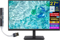 acer 27' FHD IPS Monitor with 4ms Response Time, Anti Glare, VESA Mount (100mm), VGA, HDMI & DKZ USB Port Expander, Black Color