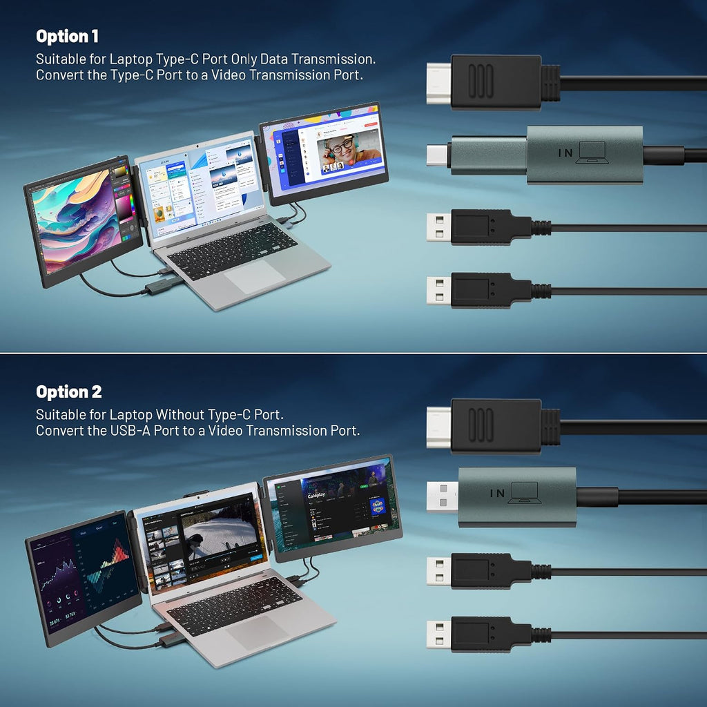 domyfan 14' Laptop Screen Extender with HUB/USB/HDMI Plug and Play for Windows, MacOS M1 M2 M3