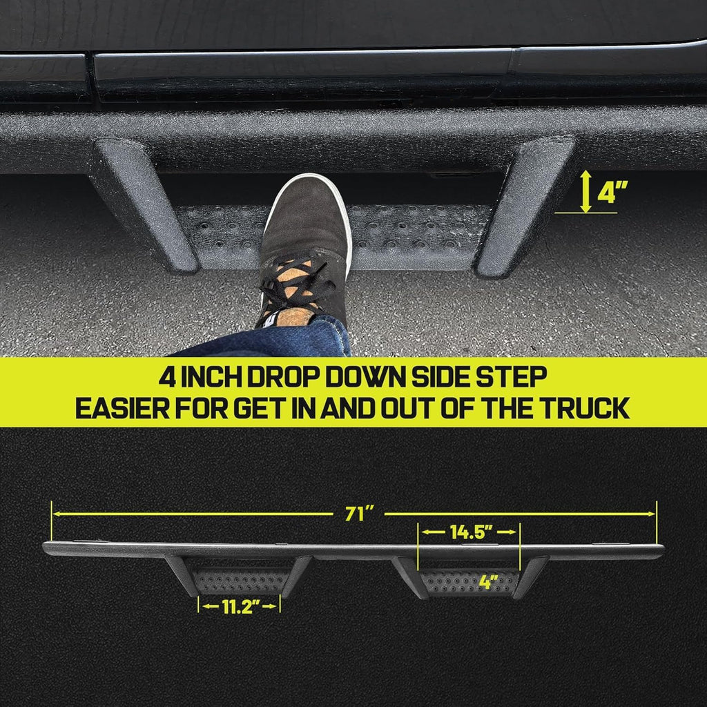 BINARY STAR Running Boards Compatible with 2021-2026 Ford Bronco 4 Door SUV (Do not fit Bronco Sport Model), Rock Rails Sliders Drop Down Side Steps, 4 Inch Black Step Bars Side Step.