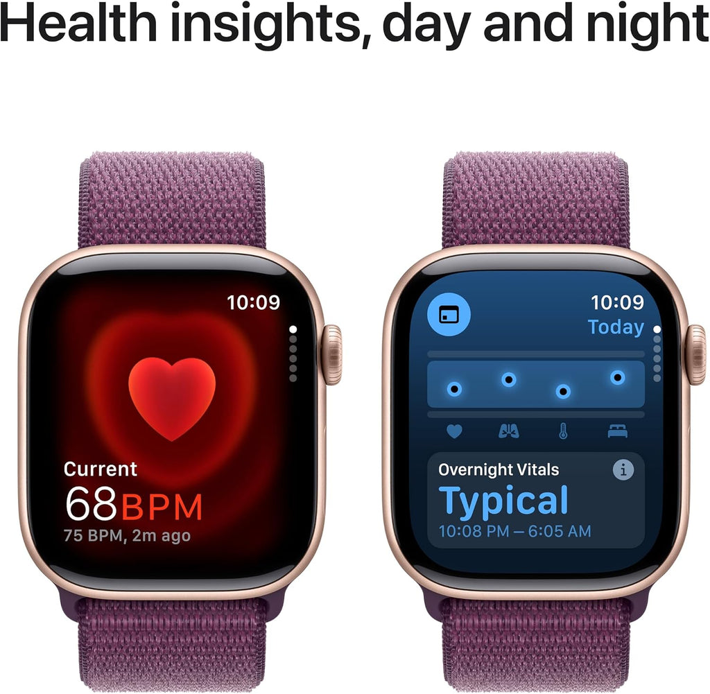 Apple Watch Series 10 [GPS + Cellular 42mm case] Smartwatch with Rose Gold Aluminium Case with Plum Sport Loop. Fitness Tracker, ECG App, Always-On Retina Display, Carbon Neutral (Renewed)