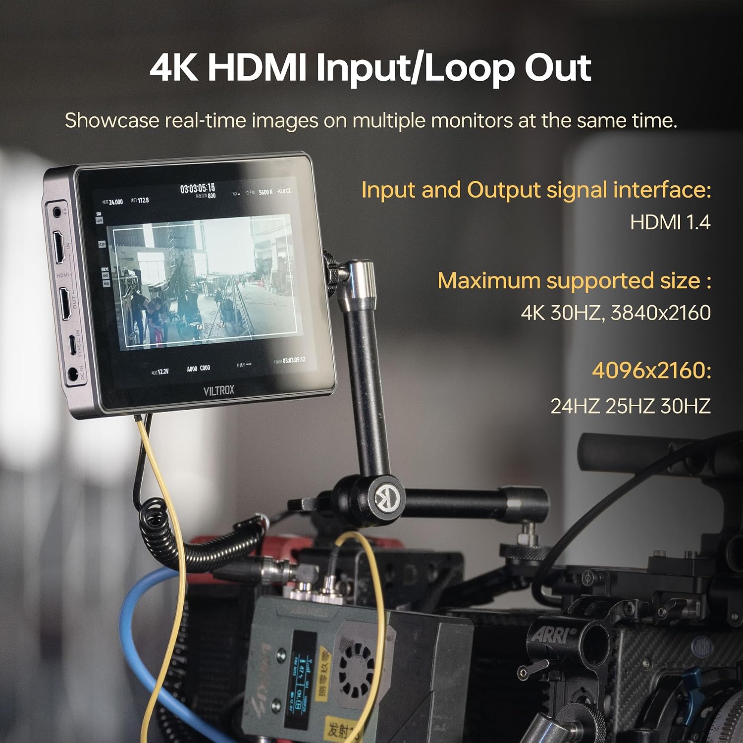VILTROX DC-L1 7' Camera Field Monitor Touchscreen DSLR Kamera Monitor with 170° Wide View Angle,600 Nits,HD 1280x800 IPS 4K HDMI Loop in/Out with Peak Focus Video Assist Waveform,Battery,Sunshade Hood
