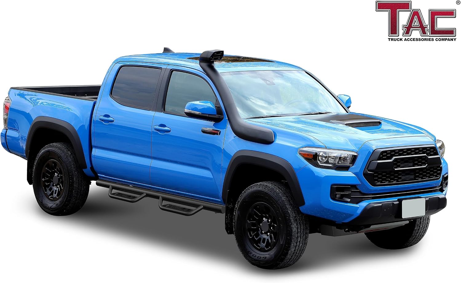 TAC 4' Drop Side Steps Running Boards Fit 2005-2023 Toyota Tacoma Double Cab | Fine Texture Black Nerf Bars | Pickup Truck Off-Road Exterior Accessories