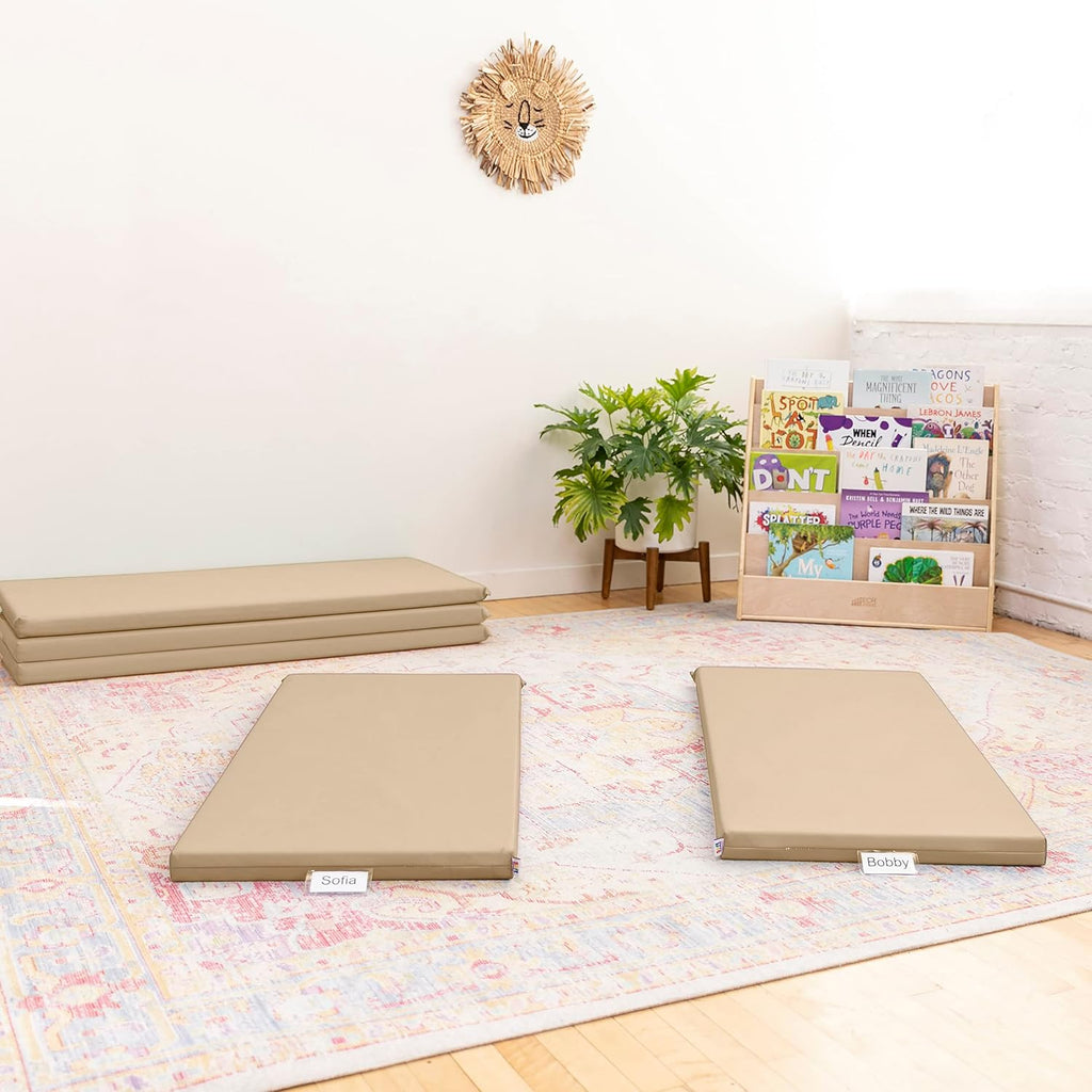 ECR4Kids SoftZone Rainbow Rest Mat, 2in, Sleeping Pad, Sand, 5-Piece