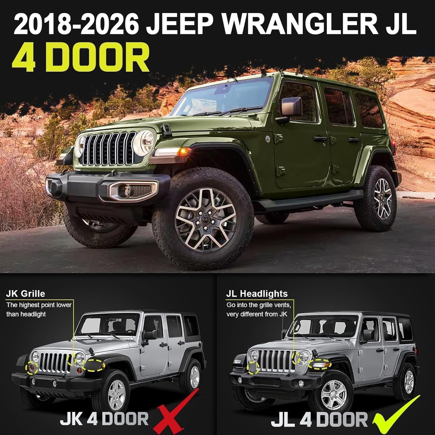 BINARY STAR Curve Design Running Boards Compatible with Vehicle 2018-2026 Jeep Wrangler JL 4 Door, Wrangler JL Nerf Bars Step Bars Made with Carbon Steel.Curved Rock Rail Style – No Gaps.