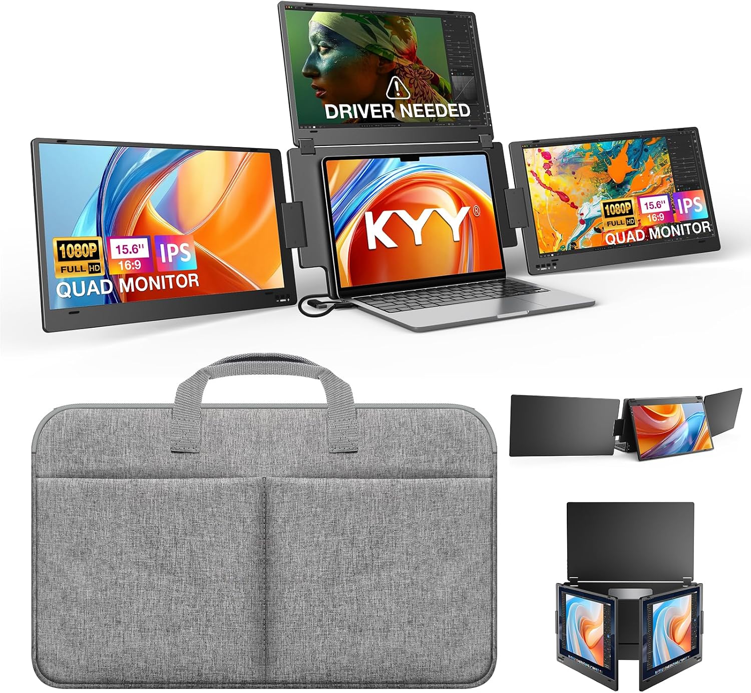 KYY 15.6' Laptop Monitor Extender (X90G) and Travel Bag
