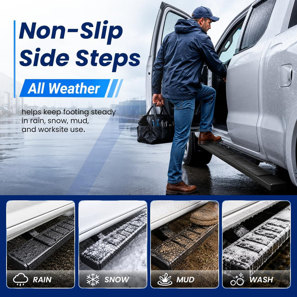 PZ 6' Running Boards Side Steps Compatible with 2019-2026 Chevy Silverado/GMC Sierra 1500 Crew Cab,2020-2026 Silverado/Sierra 2500/3500HD,500LBS No Drill Truck Running Boards Direct Fit Nerf Bar