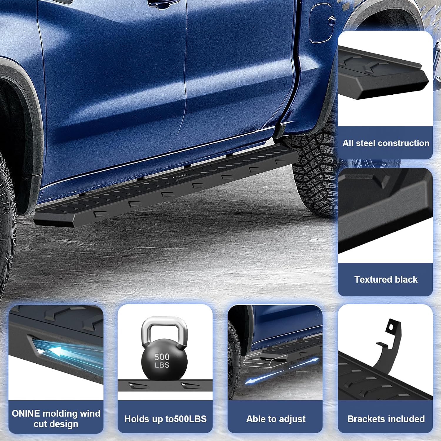 ONINE 7' Running Boards Custom Fit 2015-2026 Chevy Colorado/GMC Canyon Crew Cab Side Steps Nerf Bars,Textrued Black