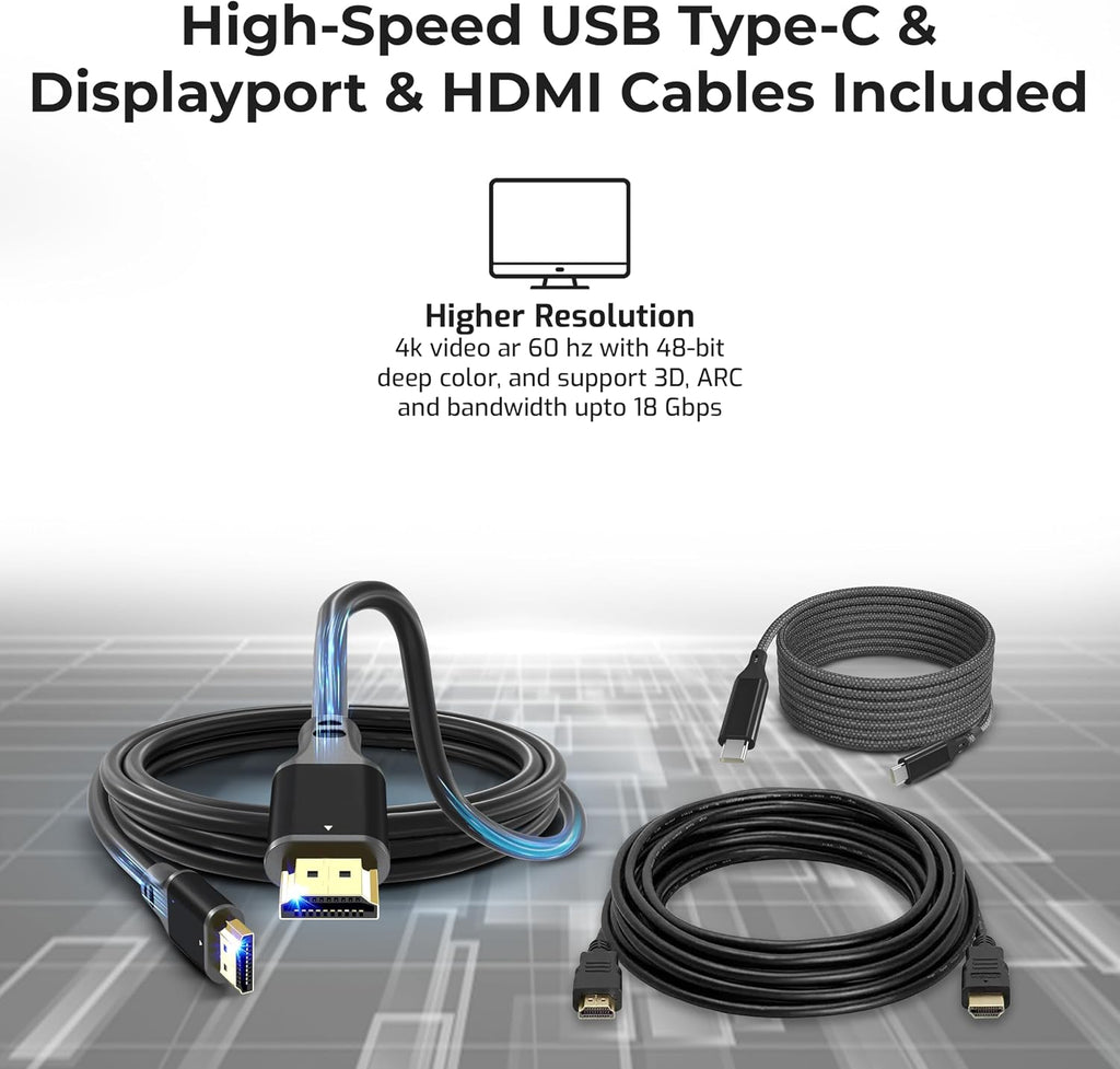 Dell WD19TBS Thunderbolt Docking Station with 180W AC Power Adapter (130W Power Delivery) Dell Docking Station + HDMI Cable + DisplayPort Cable + Thunderbolt Cable + Microfiber Cloth Included