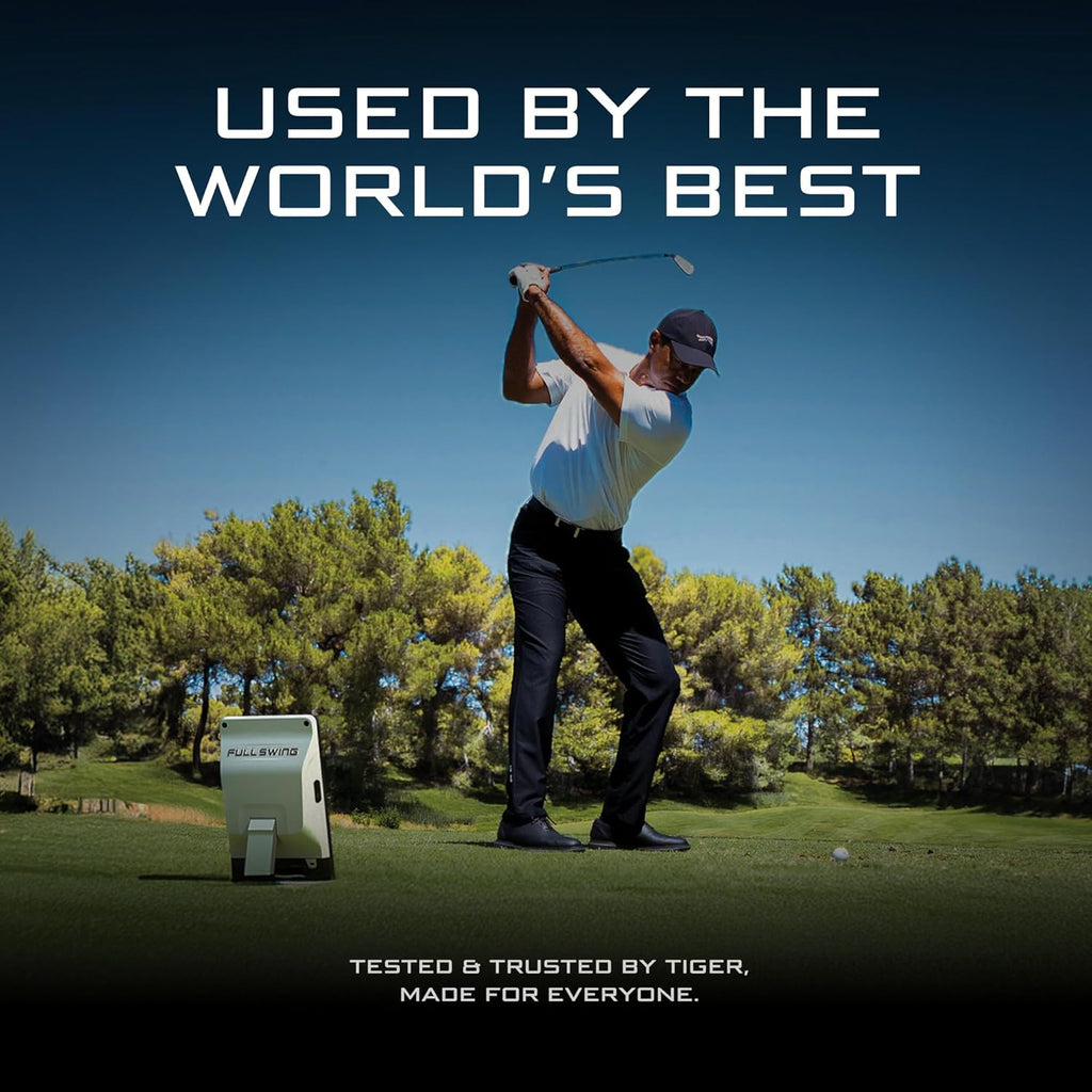 Full Swing Kit Golf Launch Monitor & Simulator Trusted by Tiger Woods | Portable Indoor/Outdoor Swing Data Analyzer | 16 Club & Ball Metrics | 5D Ai Machine Learning Radar | 4K Camera & OLED Display