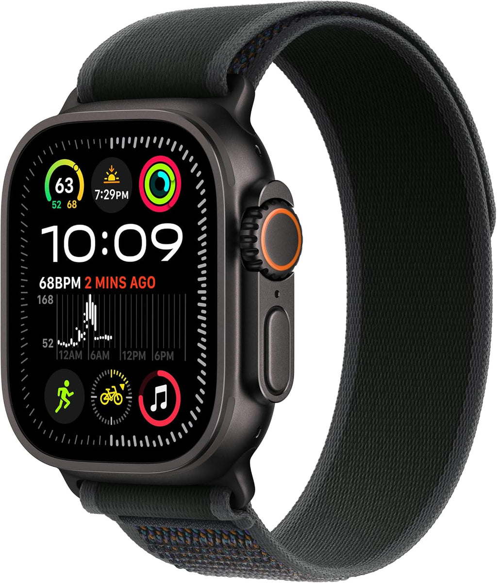 Apple Watch Ultra 2 [GPS + Cellular 49mm] - Black Titanium Case with Black Trail Loop, M/L (Renewed)