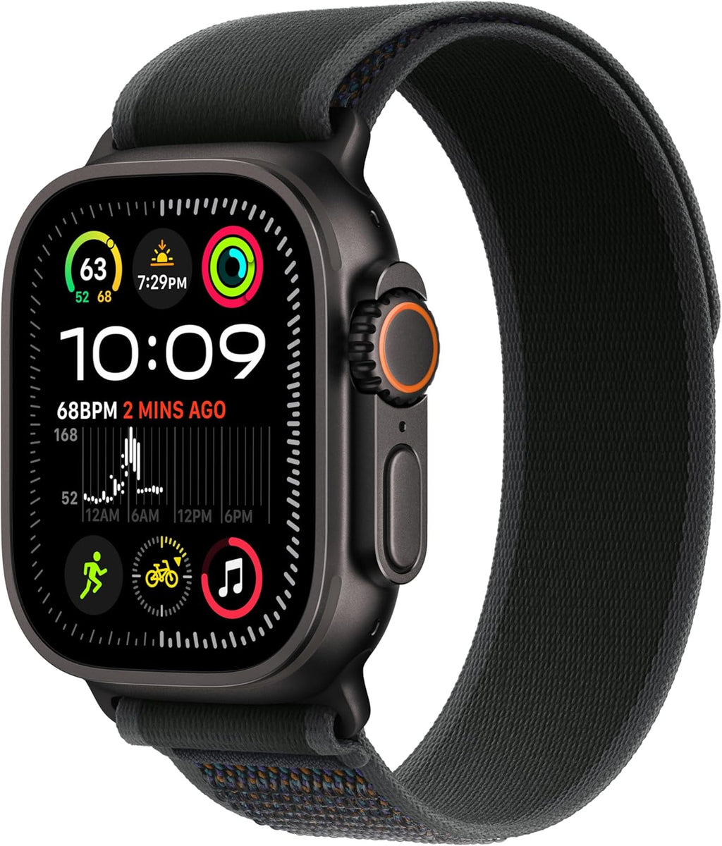 Apple Watch Ultra 2 [GPS + Cellular 49mm] - Black Titanium Case with Black Trail Loop, S/M (Renewed)