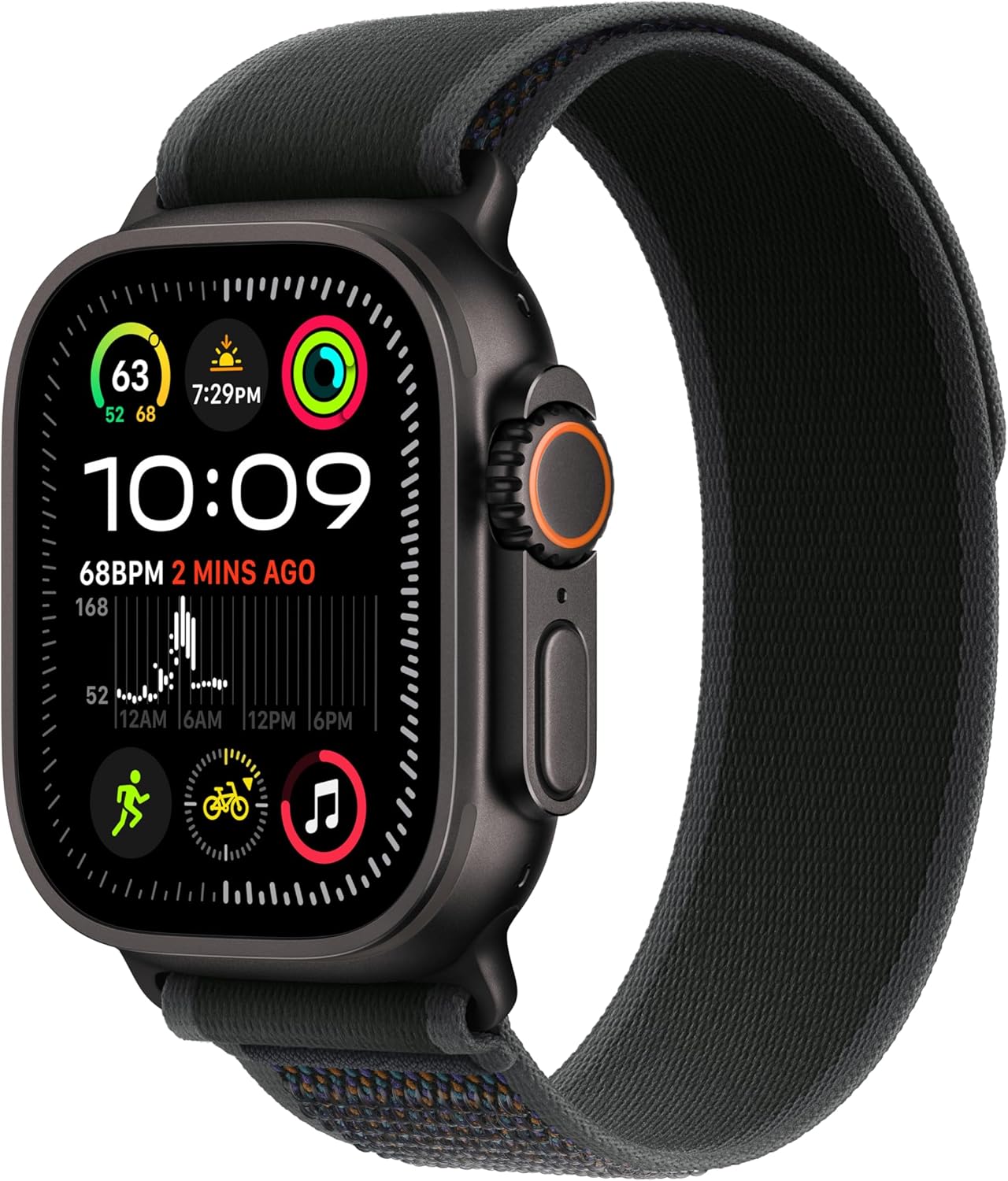 Apple Watch Ultra 2 [GPS + Cellular 49mm] - Black Titanium Case with Black Trail Loop, S/M (Renewed)