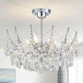 Crystal Ceiling Light Fixture, 6-Lights Modern Crystal Chandeliers for Dining Room Light Fixture, Semi Flush Mount Ceiling Light for Bedroom Kitchen Hallway Entryway Foyer Bathroom Living Room