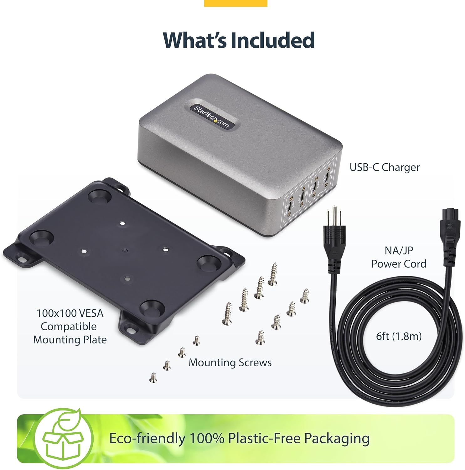 StarTech.com 4-Port USB-C Charging Station, 240W GaN Charger Block for MacBook Pro/Air, iPhone 16/15/Pro, iPad Pro, Dell XPS, Pixel and More