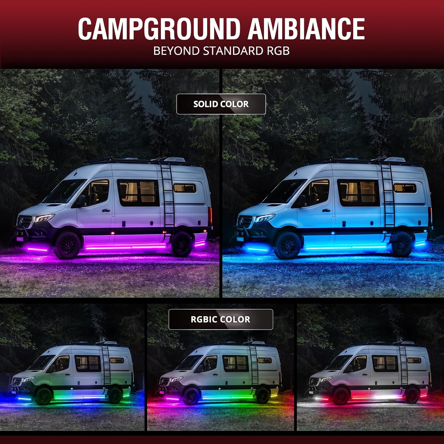 OPT7 Aura DreamColor Underglow Chasing Lights for RV with APP & Remote | Waterproof Aluminum Frame, RGB-IC LED Light Bar, Exterior RV Accent Lighting, Outdoor Camper Decor, Music Sync