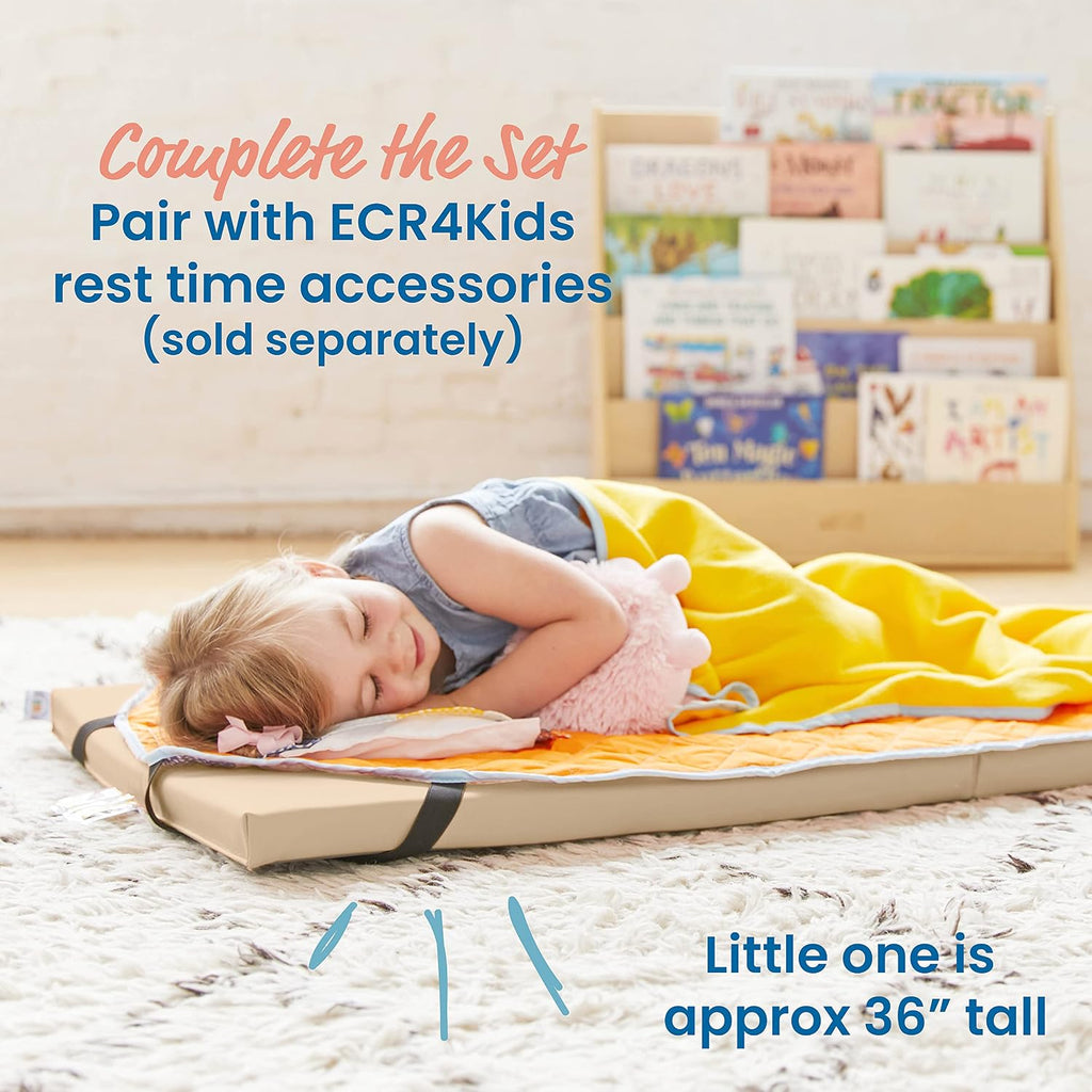 ECR4Kids SoftZone Rainbow Rest Mat, 2in, Sleeping Pad, Sand, 5-Piece