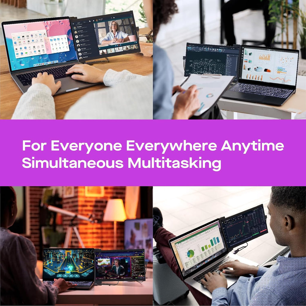 Mobile Pixels Portable Monitor, Duex Max DS Laptop Monitor Extender, 14.1 Inch 1080P FHD IPS, Plug and Play,Travel Monitors Extender for 14''-17 '' Laptops, Compatible with Windows/Mac/Android/Switch