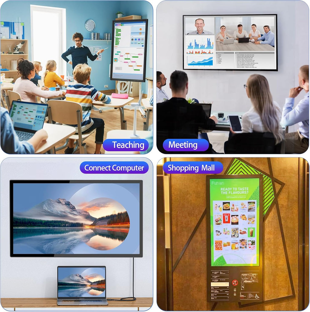 32 inch Capacitive Multi-Touch Screen Industrial Monitor, Built-in Speakers, USB, VGA, DVI & HD-MI Ports,16:9 Display and 1920 x 1080P, Digital Signage Displays Player for Advertising