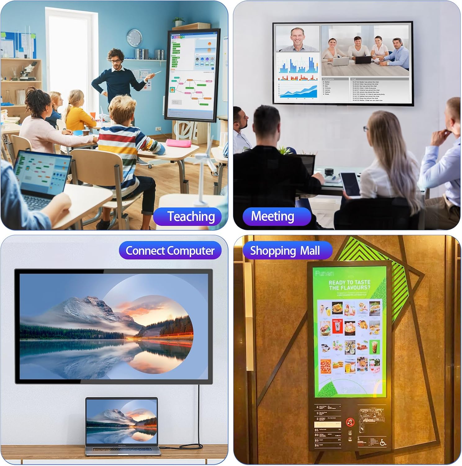 32 inch Capacitive Multi-Touch Screen Industrial Monitor, Built-in Speakers, USB, VGA, DVI & HD-MI Ports,16:9 Display and 1920 x 1080P, Digital Signage Displays Player for Advertising