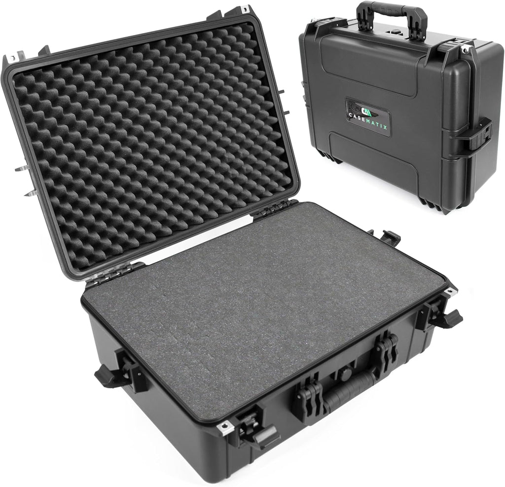 CASEMATIX 23' Waterproof Hard Case with Customizable Foam for Electronics, Tools and Accessories - Hard Shell Plastic Case with Pre-Diced Travel Case Foam Interior