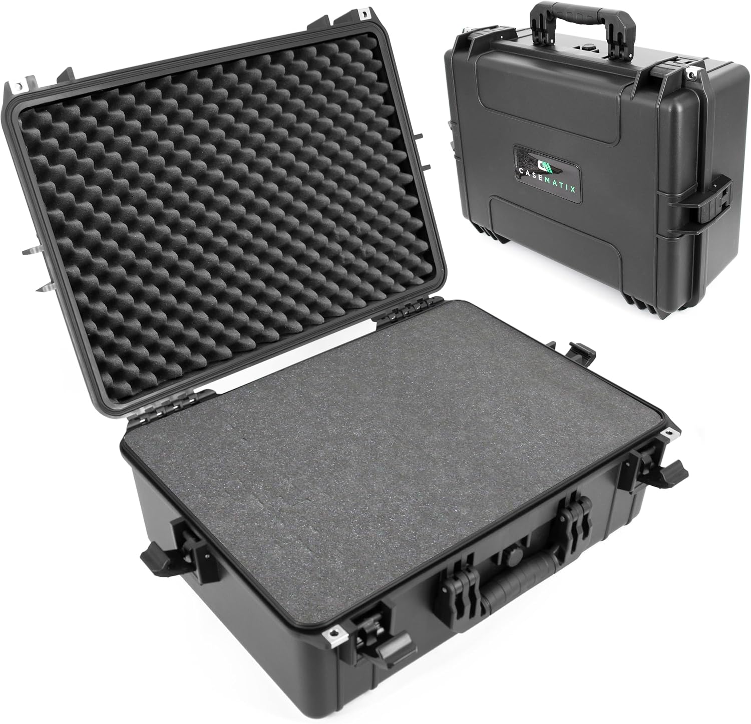 CASEMATIX 23' Waterproof Hard Case with Customizable Foam for Electronics, Tools and Accessories - Hard Shell Plastic Case with Pre-Diced Travel Case Foam Interior