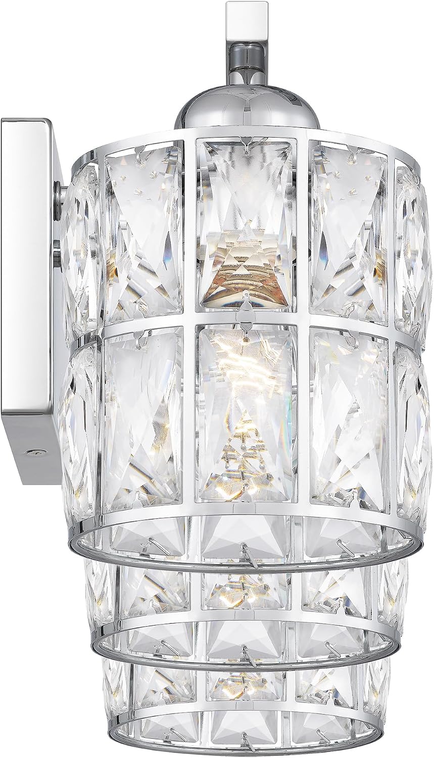 Quoizel Gibson 21' Glam Vanity Light, 3-Light, Polished Chrome Clear Crystal Glass, Dimmable, Up/Down Mount, ETL Damp-Rated