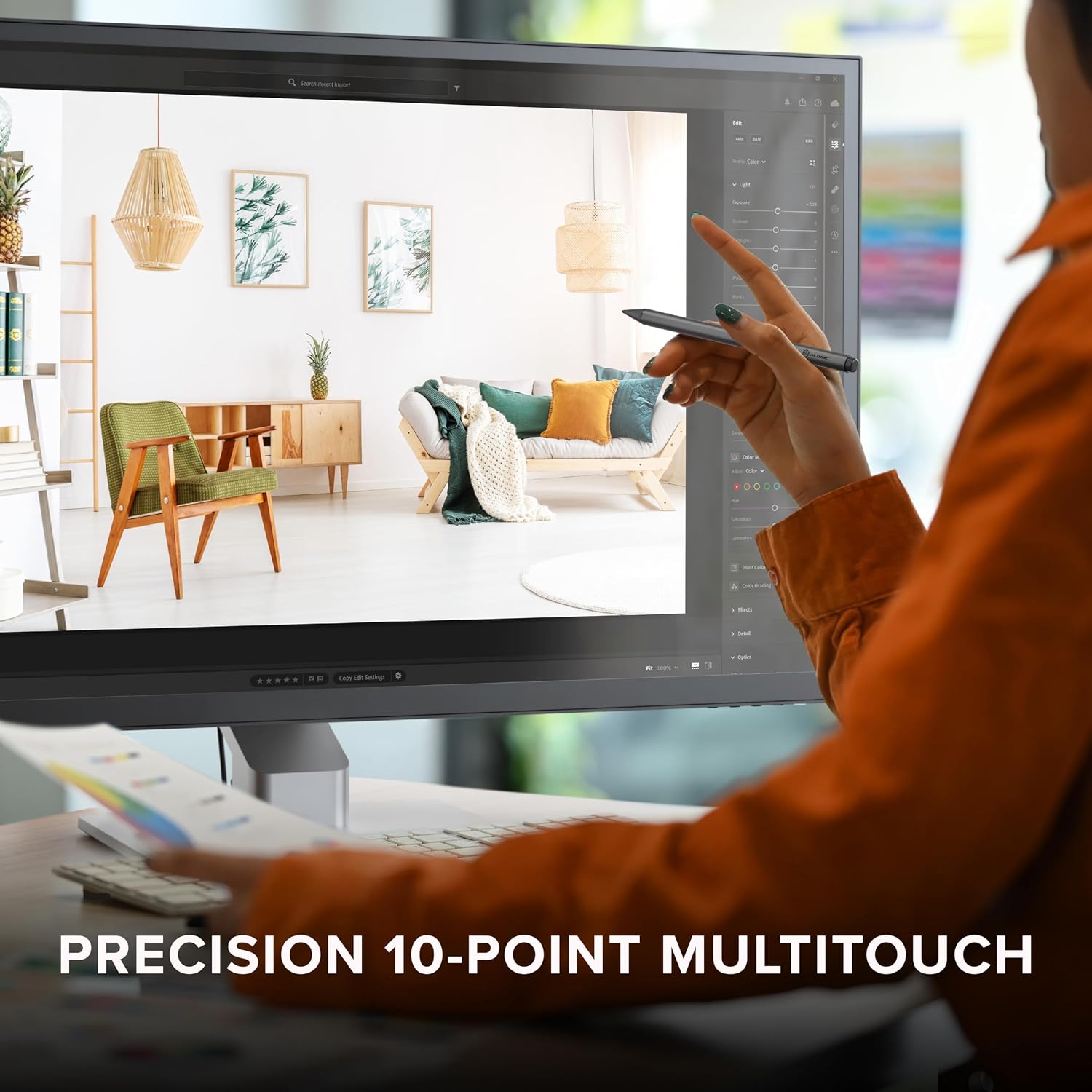 ALOGIC Clarity Pro Touch 27' 4K Touchscreen Monitor w/ 8MP Retractable 4K Webcam, 100% sRGB, 97% DCI-P3, 99% Adobe RGB, 65W PD,8-in-1 Hub, HDR 400, Adjustable Stand, IPS Panel, Thin Bezel