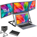 15.6' Laptop Screen Extender Monitor Portable, Triple Monitor with 360° Rotation Adjustable Viewing Angles, Just 1 Cable for 3 Screens, FHD 1080P IPS Laptop Extender Compatible with Wins/Mac