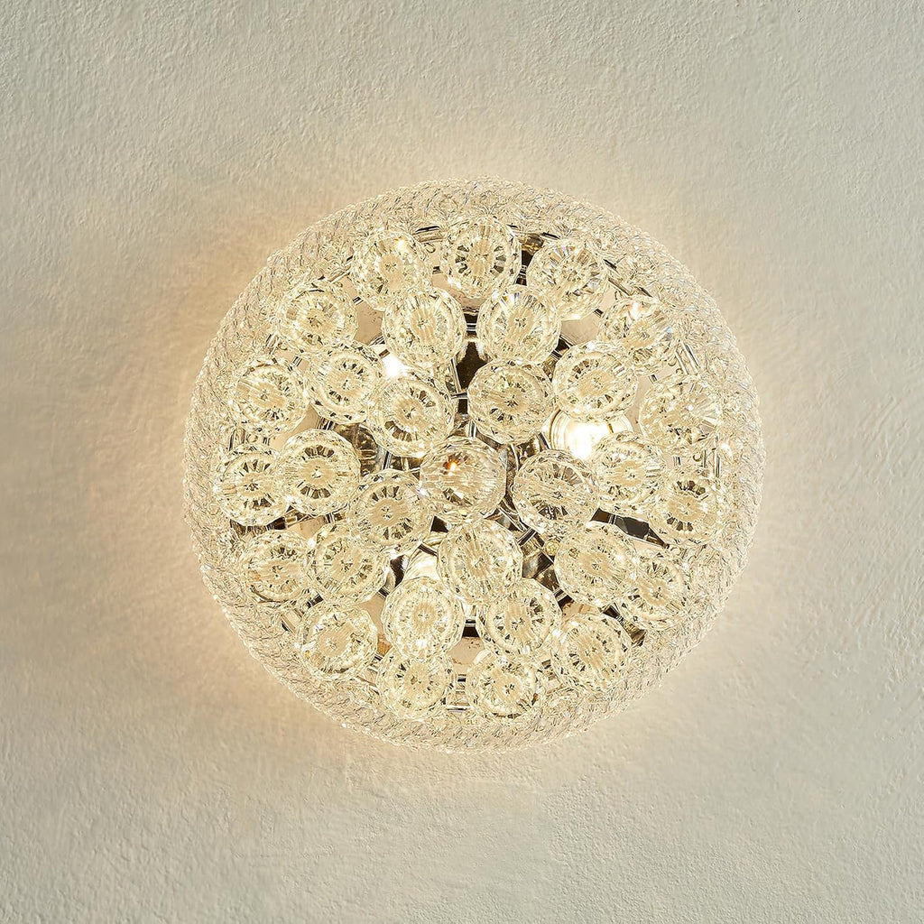 3-Light Crystal Flush Mount Chandelier Ceiling Light Fixture for Living Room Dining Room Bedroom Foyer Entryway Hallway Closet Bathroom (Chrome D10)
