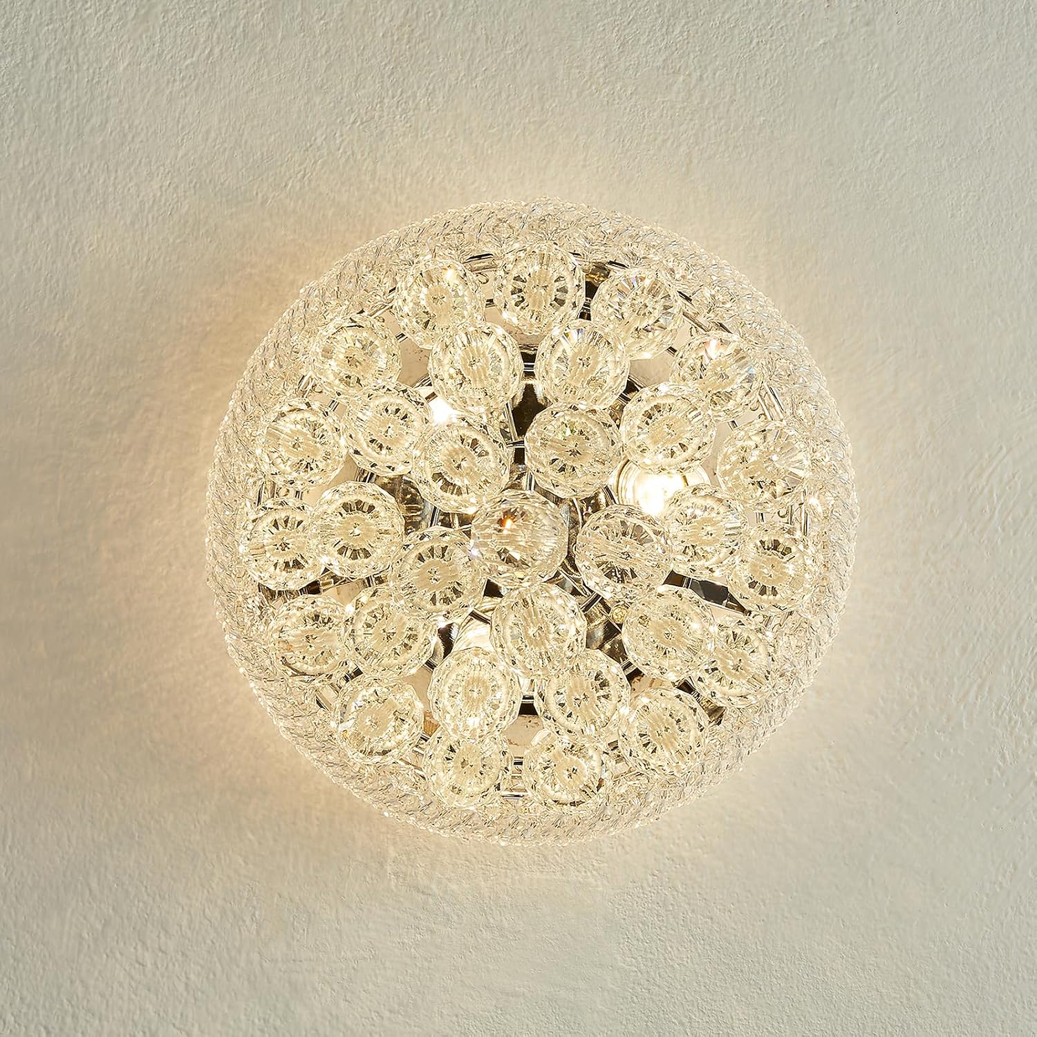 3-Light Crystal Flush Mount Chandelier Ceiling Light Fixture for Living Room Dining Room Bedroom Foyer Entryway Hallway Closet Bathroom (Chrome D10)