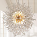 Gold Crystal Chandeliers Dandelion, 31.4' Steel Firework Chandelier Large Lighting, 16-Light Modern Sputnik Pendant Light Fixture for Living Room Bedroom