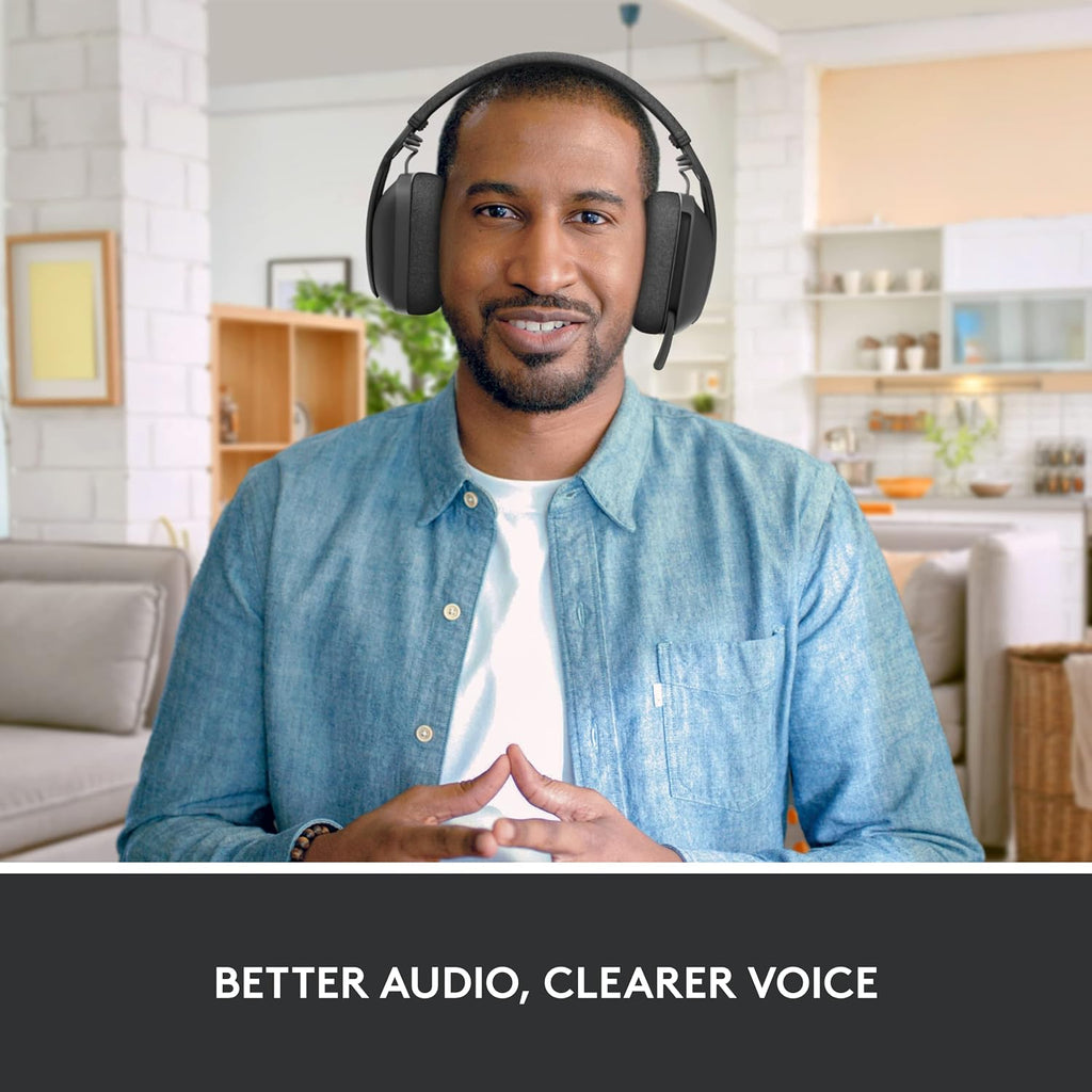 Logitech Brio 501 Full HD Webcam and Zone Vibe 100 Wireless Headphones with Noise-Canceling Mic, Works with Microsoft Teams, Google Meet, Zoom, Mac/PC - Black
