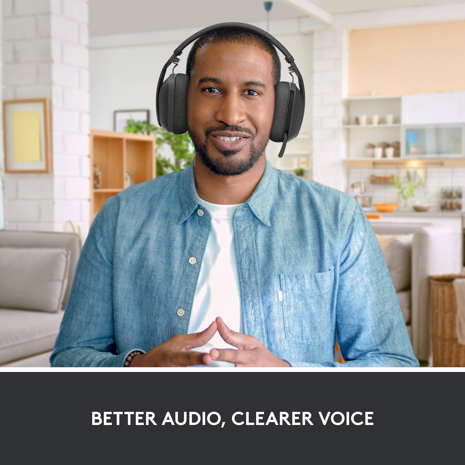 Logitech Brio 501 Full HD Webcam and Zone Vibe 100 Wireless Headphones with Noise-Canceling Mic, Works with Microsoft Teams, Google Meet, Zoom, Mac/PC - Black