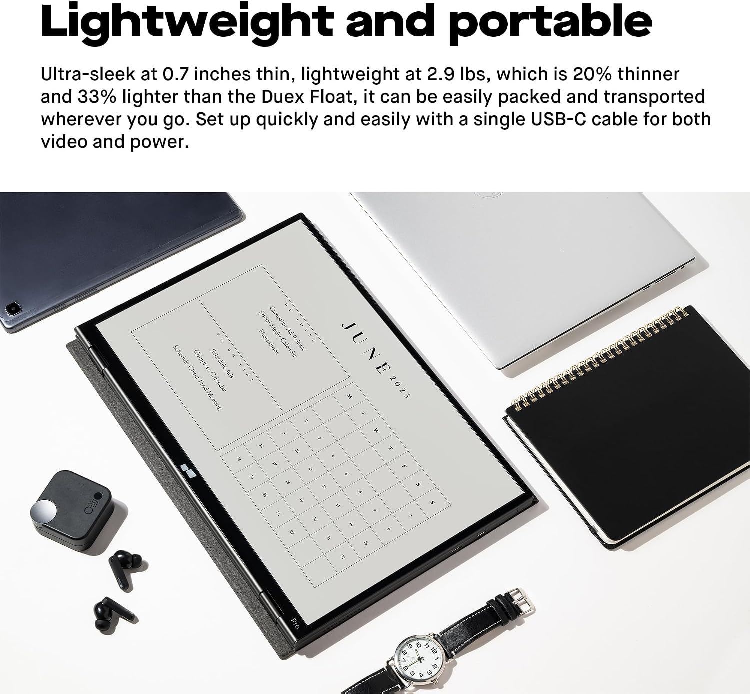 Mobile Pixels Duex Float 2 Pro 16' 2.5K Portable Laptop Monitor, Ultra-Thin Dual Laptop Screen Extender with Built-in Kickstand, USB-C/HDMI Plug and Play, Built-in Speakers, for Mac, Windows, Phone